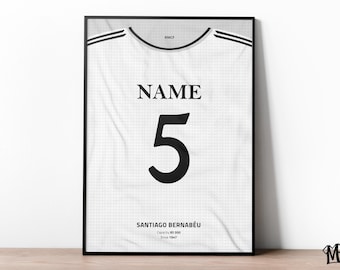 Custom voetbalshirt Real Madrid, voetbalafdrukken, voetbalposter, voetbalkunst aan de muur, decor jongens, voetbalshirt, voetbalcadeaus voor jongens