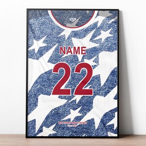 USA 1994 Custom Jersey, Football Prints, USMNT Soccer Poster, Soccer Wall Art, Boys Room Decor, Custom Football Jersey, Football Gifts
