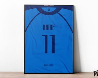 Blue Lock Custom Jersey, Football Prints, Soccer Poster, Soccer Wall Art, Boys Room Decor, Custom Football Jersey, Football Gifts For Boys
