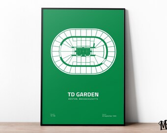 Boston Celtics-poster, NBA-poster, stadionposter, basketbalposter, jongenskamerdecor, sportposter