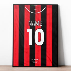 AC Milan Custom Jersey, Football Prints, Soccer Poster, Soccer Wall Art, Boys Room Decor, Custom Football Jersey, Football Gifts For Boys
