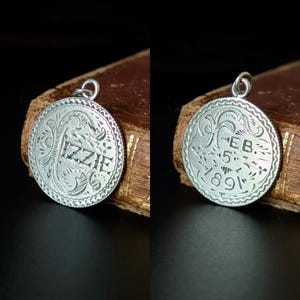 Antique Love Token Engraved With The Name “Lizzie” And The Date And Year “Feb. 5 1891”