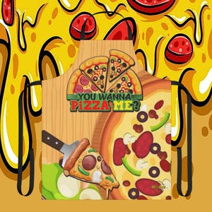 Custom Apron, AOP apron, one-of-a-kind apron, Pizza making apron, homemade pizza, culinary pizza wear, pizza chef,   pizza party, pizza me