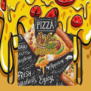 Custom Apron, AOP apron, one-of-a-kind apron, Pizza making apron, homemade pizza, culinary pizza wear, pizza chef, pizza party, slice heaven