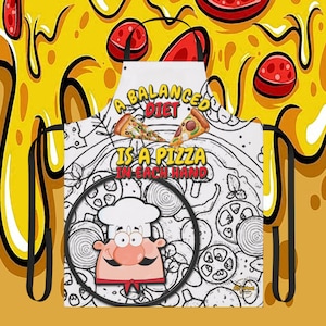 Custom Apron, AOP apron, one-of-a-kind apron, Pizza making apron, homemade pizza, culinary pizza wear, pizza chef, pizza party, balance diet