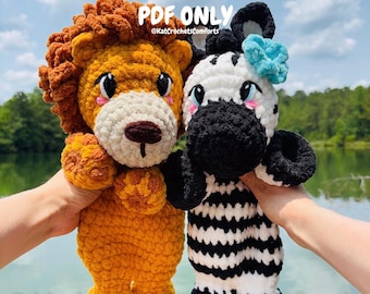 Leão | Zebra | Pacote | Aconchegante | Safari | Padrão de Crochê | Ideal para Iniciantes