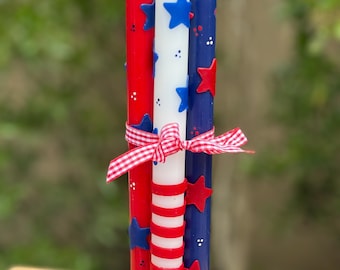Stars & Stripes Patriotic Candles, set of 2