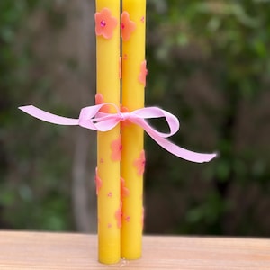 Spring Flower Collection, Yellow Candles, Set of 2