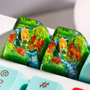 Artisan Keycap Cute Puppy Dog , Cor.gi Resin Keycaps, Keycaps Set, Gaming Decor, ESC Keycap Cherry MX Mechanical Keyboard, Handmade Gift