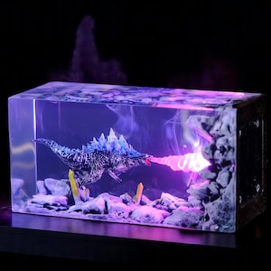 Giant Monster Resin Lamp Custom Epoxy Diorama Night Light | Handmade Home Decor & Personalized Gift for Him | Birthday Gift Valentine’s Day