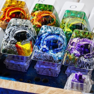 Dragon Artisan Keycap, Resin Epoxy Keycaps, Gaming Decor, ESC Keycap Cherry MX Mechanical Keyboard, Gamer Gift, Handmade Gift For Him