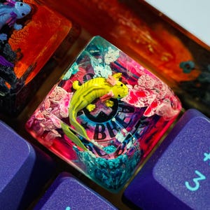 Handmade Axolotl Resin Keycap – Colorful Custom Artisan Keycap, Cherry MX Compatible, Unique Gift for Gamers and Keyboard Lovers