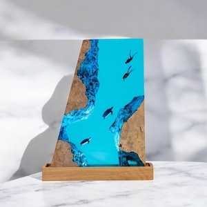 Custom Mother‘s Day Gift Scuba Diver Epoxy Resin Night Light, Diving Personalized Handmade Wooden Light, Unique Home Decor Gift, Gift forHer