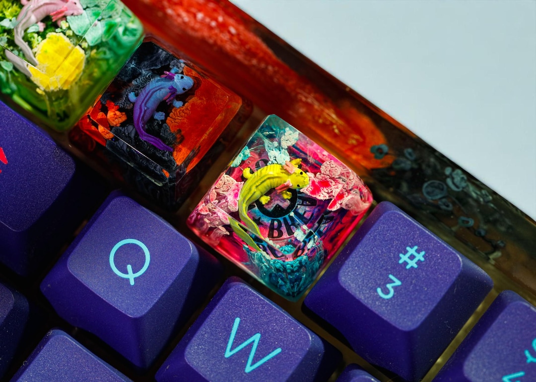 Handmade Axolotl Resin Keycap – Colorful Custom Artisan Keycap, Cherry ...