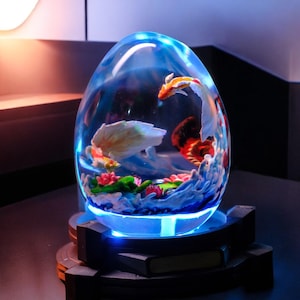 Koi Fish Egg Resin Lamp – Custom Epoxy Night Light | Handmade Decorative Light & Personalized Gift | Unique Gift Box Idea for Any Occasion