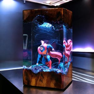 Super Hero Epoxy lamp Captain anime Resin Lamp Movie Hero figure Terrarium Personalized Night Light diorama Gaming Decor Gift for Him