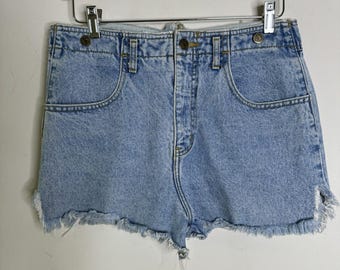 Shorts vaqueros desgastados estilo vintage de los 90 de GUESS, corte indie, tiro alto, talla S