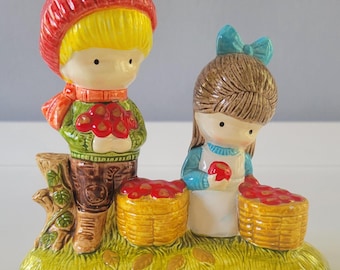 Vintage Fall Figurine - Joan Walsh Anglund "Little Boy and Girl Apple Harvest" - 1972
