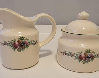 Pfaltzgraff Christmas "Holly Joy" Creamer and Sugar Bowl Set