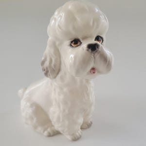 Vintage White Poodle Puppy Dog Figurine - Made in Japan A613
