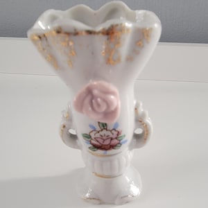 Vintage Mini Ceramic Floral Vase - Made in Japan