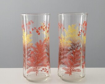 Vintage Libbey Fern Leaf Harvest Tumblers - 16 fluid oz (Set of 2)