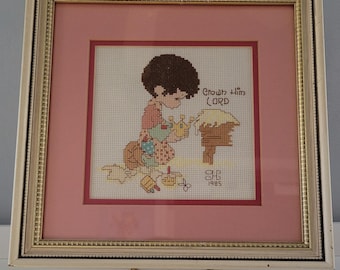 Precious Moments Cross Stitch "Crown Him Lord" Christmas Manger Scene