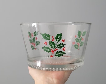 Vintage Christmas Holly Berry Holiday Ice Bucket/Serving Bowl (7" Diameter)