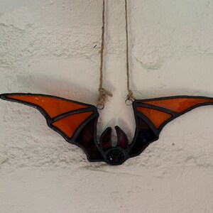 Large bat stained glass suncatcher