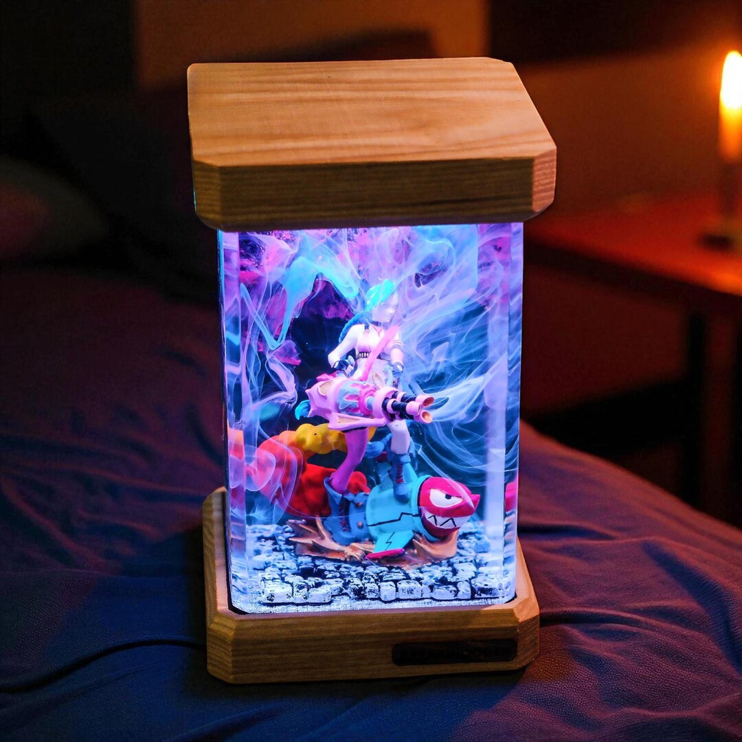 Jinx Inspired LED Resin Lamp, Handmade League Game Fan Art - Etsy