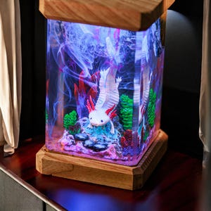 Axolotl resin epoxy night light, Custom resin art lamp, unique resin gifts, home decoration for him, gift for son Birthday Gift Holiday Gift