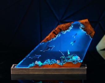 Ręcznie robiona lampa z żywicy dla nurków – lampka nocna z motywem oceanu