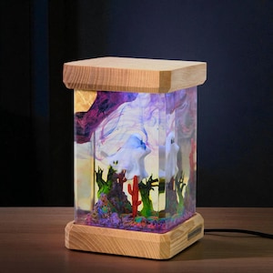 Ghost Spirit LED Resin Lamp, Spooky Halloween Night Light, Unique Haunted Decor, Glow in Dark Art Lamp, Creepy Ghost Light