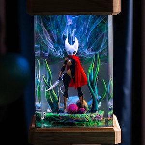 Resin LED Lamp with Fantasy Warrior Figure, Handmade Desk Light, Decorative Night Lamp for Gamers, Unique Geek Gift, Gift For Him