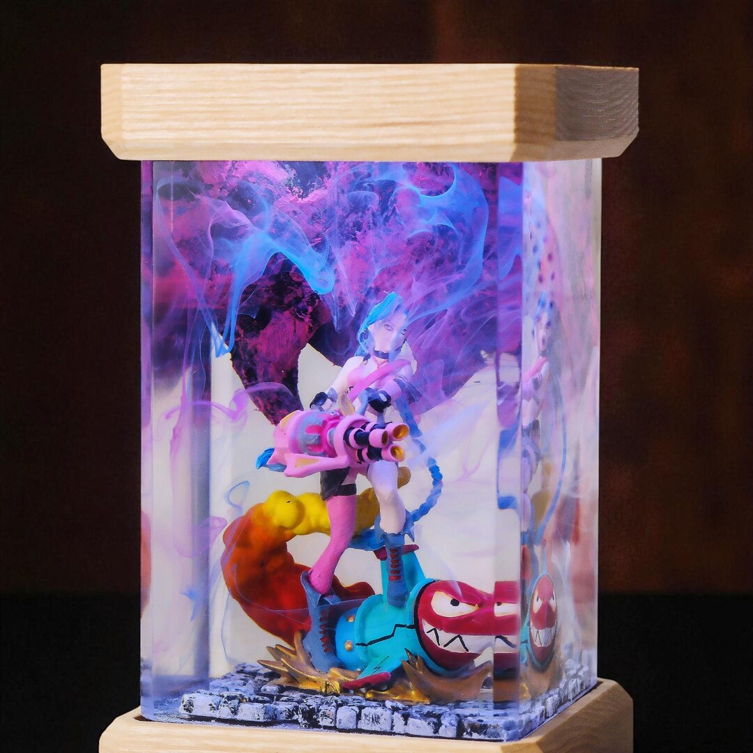 Jinx Inspired LED Resin Lamp, Handmade Anime Gamer Gift, Colorful Night ...
