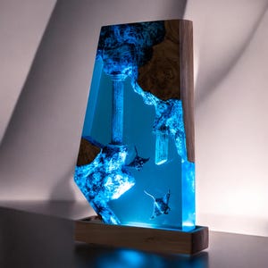 Epoxidharz Manta Rochen Ozean Lampe, Ozean Welt Nachtlicht, Harz Holz Lampe, Ozean Lampe, Einzigartiges Geschenk, Wohnkultur,Weihnachtsgeschenk Vaters Geschenk