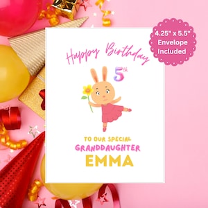 Personalized Ballerina Birthday Card: Custom Girl&#39;S 5th Birthday Daughter Granddaughter Gift