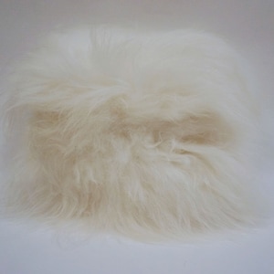 Natural White Sheepskin Fur Pillow 16x16 | Double Sided In Natural Real Icelandic Fur Sheepskin Pillow In Solid White