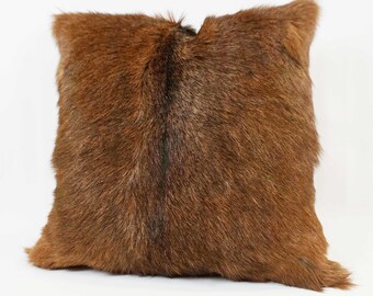 Red Goat Pillow Red Goat Fur Pillow Red Goat Hair Pillow Red Leather Hide Throw Pillow