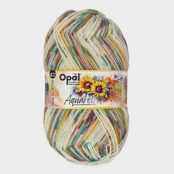 Opal Aquarell 4-Ply Sock Yarn, Self-Striping Superwash Wool Nylon, 100g Fingering Yarn