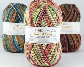 Printed Superwash Wool 6-Ply – Warm and Cozy Knitting Skein for Socks, Hats & Sweaters