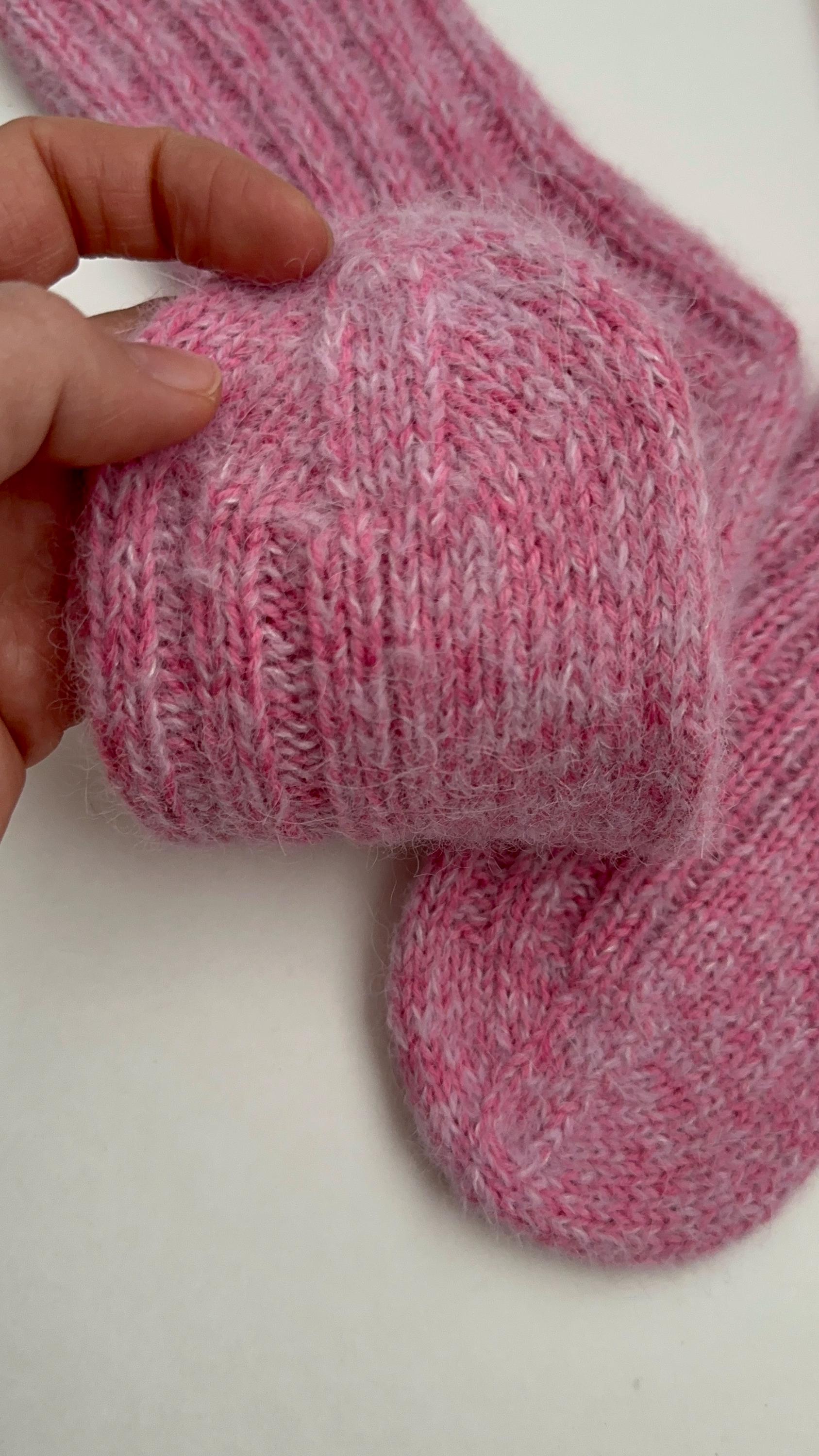 Hand-Knit Alpaca Blend Socks - Women's US 7-8 - Soft Pink Wool
