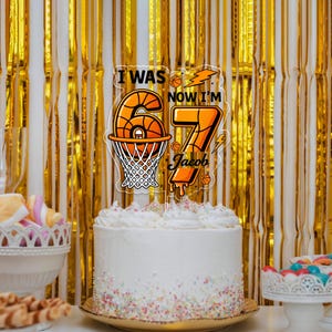Anpassad sporttårtdekoration för födelsedag, basket, 6, 7, personligt namn, festtårtdekoration