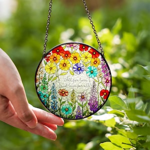 LGBTQ Wildblumen Glas Suncatcher - Regenbogen Pride Fenster Dekoration - Glasmalerei Sonnenfänger - LGBTQ Geschenk - Buntes Blumen Wohndekor