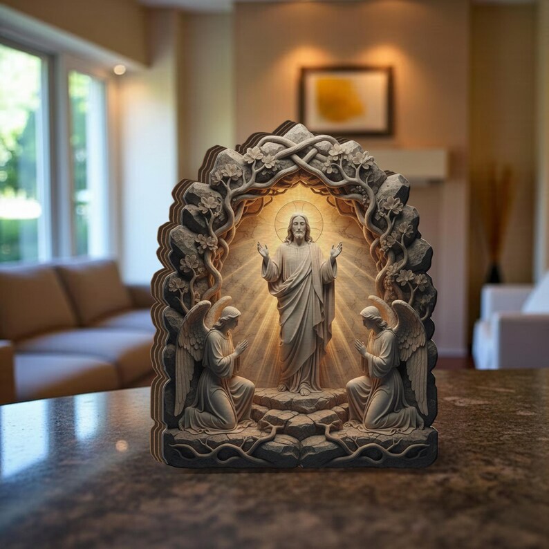 Jesus Block Jesus Resurrection Wooden Block Decor: Printed Religious Wood Art ...
