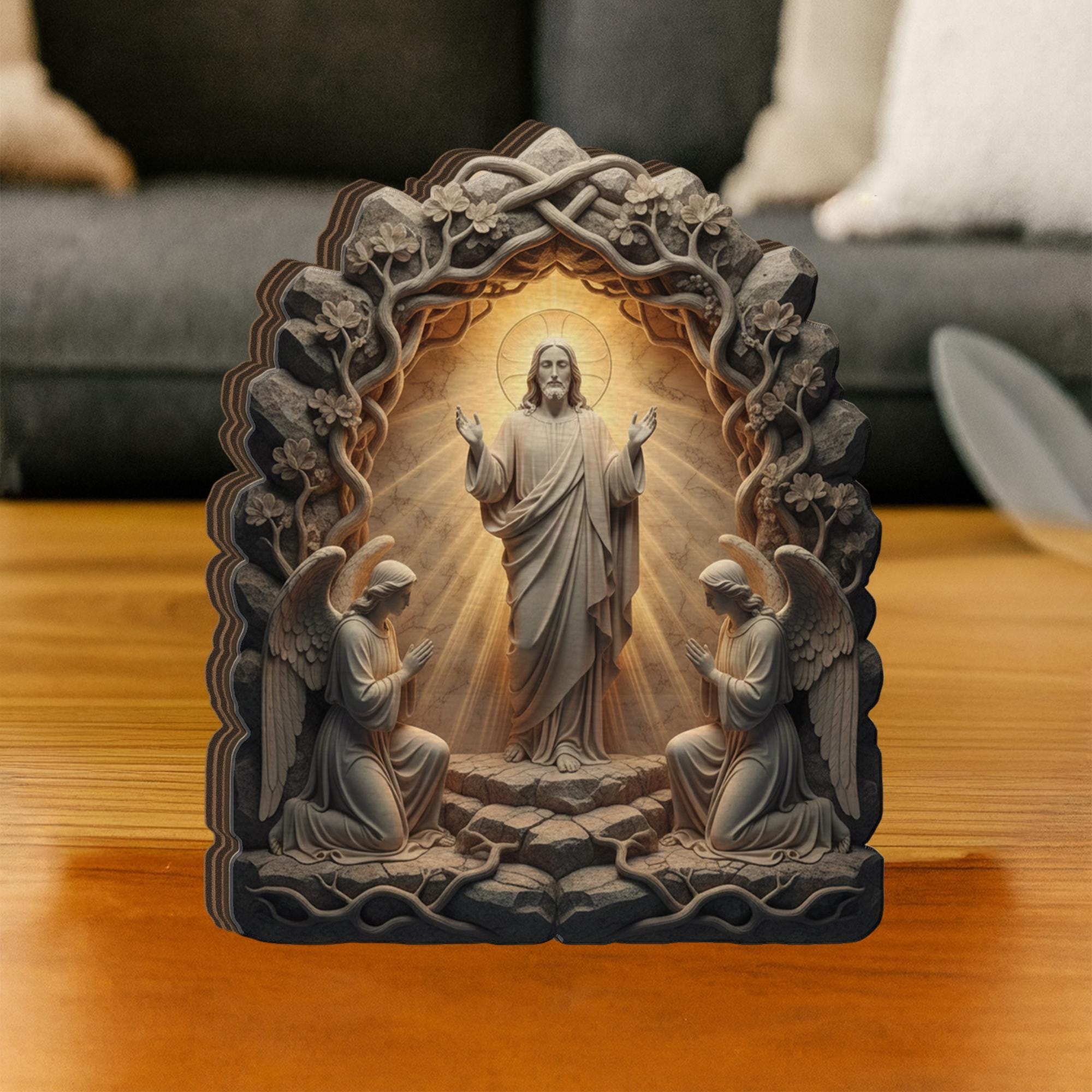 Jesus Block Jesus Resurrection Wooden Block Decor: Printed Religious Wood Art ...