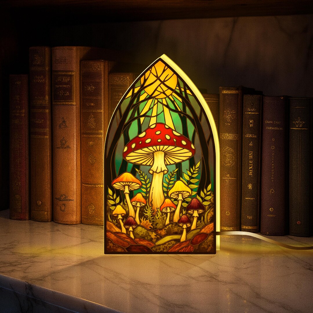 Mushroom Book Light Box: Bookish Reading Lamp Decor - Etsy