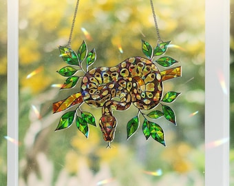Ball Python Hologram Acrylic Window Hanging: Jungle Reptile Decor