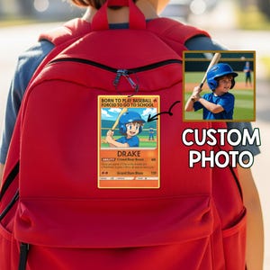Benutzerdefinierte Baseballkarte Rucksackanhänger - Anime Style Schule Ausweishalter & Namensschild - personalisierte Baseball Zwischenablage - Sport-Sammelkarten Geschenk
