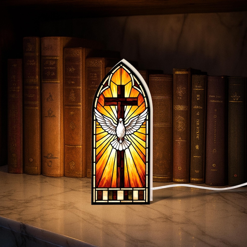 Holy Spirit Dove Light Box: Christian Cross LED Room Decor - Etsy